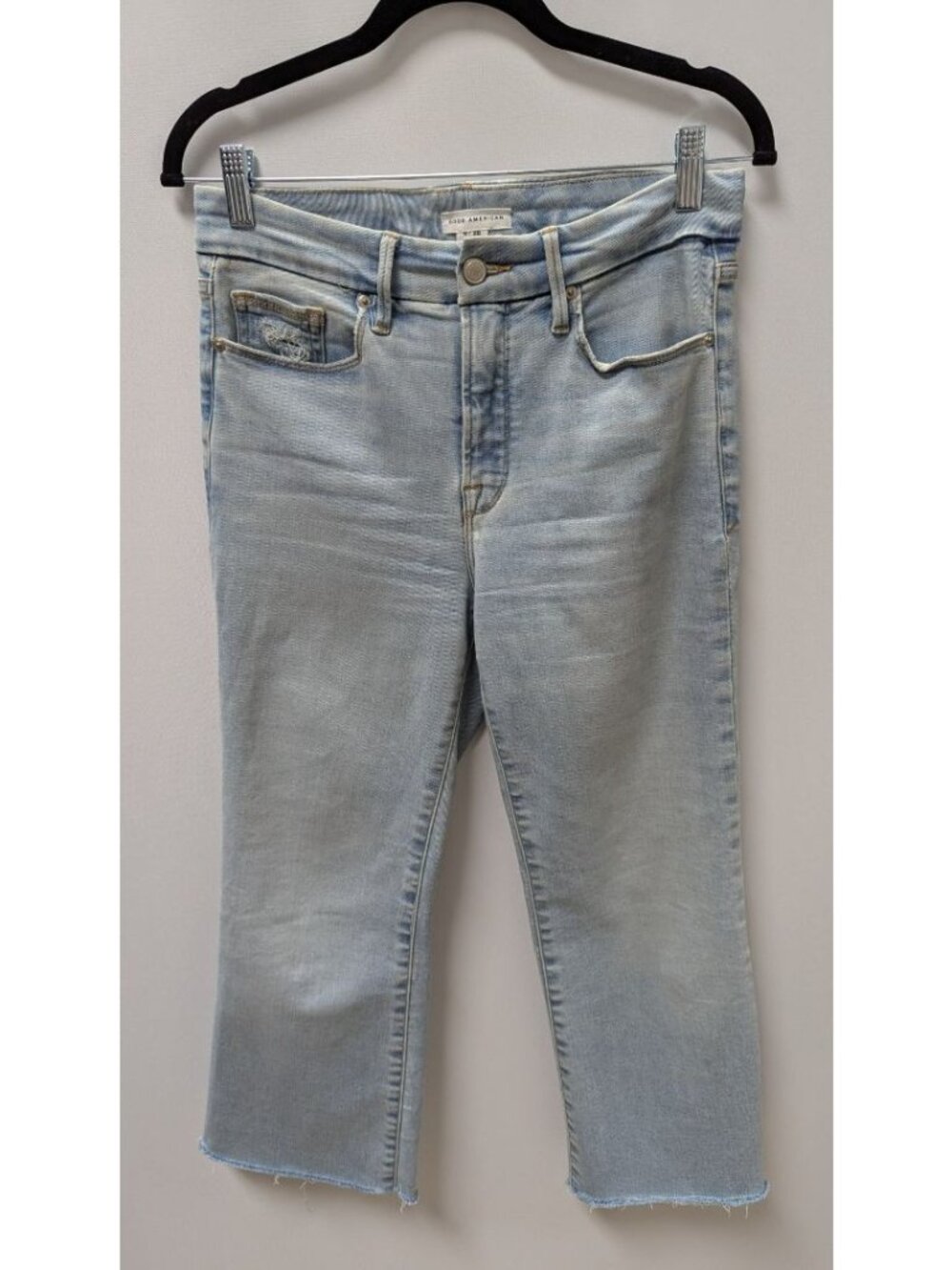 Good American Light Wash Crop Mini Bootcut Jeans